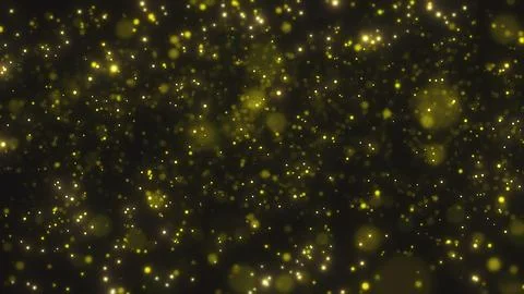 Golden glowing particles background with bokeh effect Stock Illustration