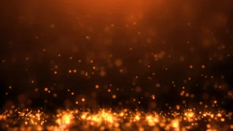 Golden glowing particles on black background. Bokeh light effect Stock Footage 334295986