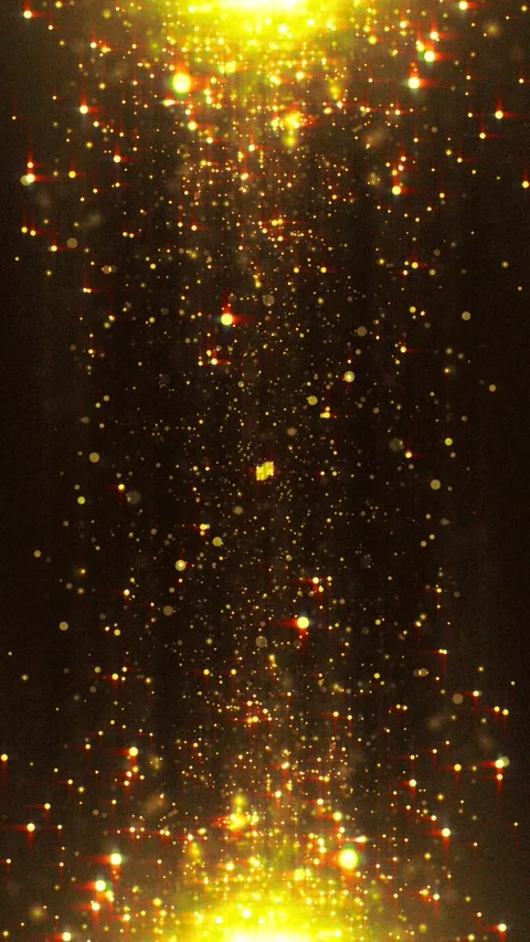 Golden glowing particles falling on dark luxury background. Видео 346606500