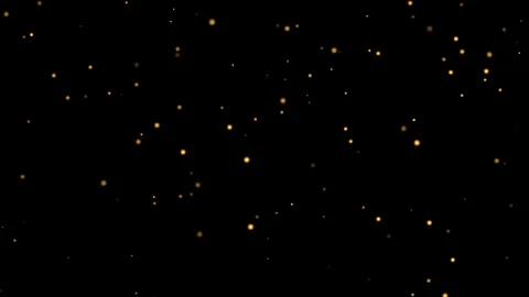 Golden Glowing Particles Floating on Black Background Stock Footage 344247622