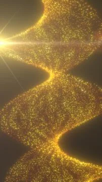 Golden glowing particles form an abstract hourglass shape with radiant ligh.. Stockillustratie