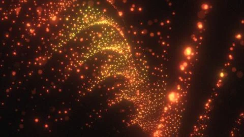 Golden glowing particles wave abstract dark background Stock Illustration