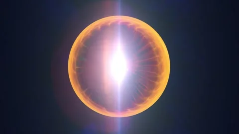 Golden glowing plasma orb with bright central light and electric veins Stock-Footage 338396555
