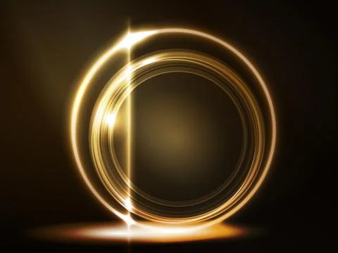 Golden glowing round frame Ilustración de archivo
