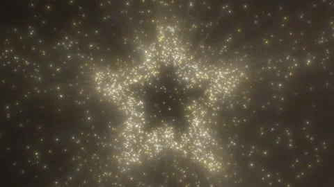 Golden Glowing Star Shape Abstract Light Shine Particles Sparkle 3D Stock Footage 149138355