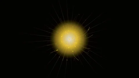 Golden Glowing Starburst Light Effect on Black Background Stock Footage 341806575