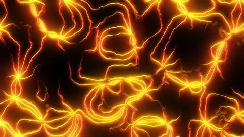 Golden glowing textured background of animated neurons. Seamless loop Stock Footage 237492695