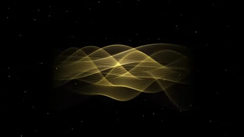 Golden glowing waves flowing in dark space with light particles abstract lu.. Video stock 344975828