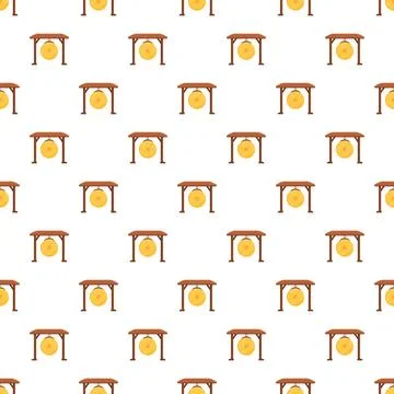 Golden gongs repeating pattern forming seamless background Stock Illustration