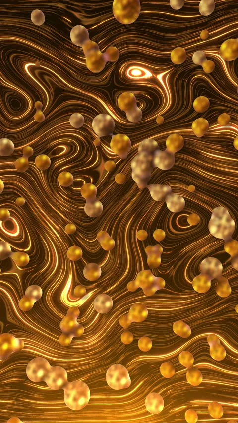 Golden gradient animated background. 3d circle rings minimal animation gold dots Stock Footage 342785547