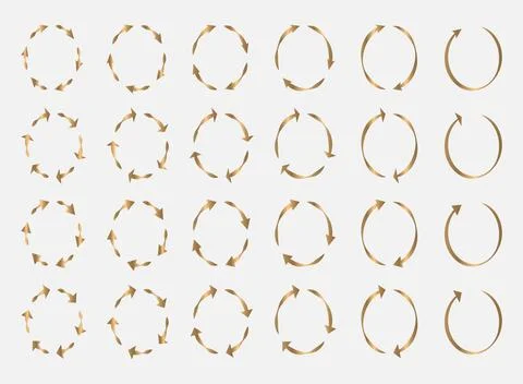 Golden gradient circular arrows collection for luxury process diagrams Illustrazione stock