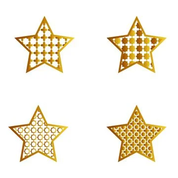 Golden gradient colored star illustration set 스톡 일러스트