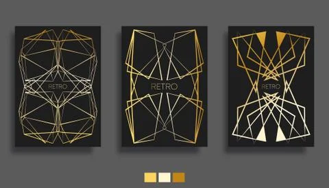 Golden gradient lines background, art deco design for the banner, flyer, post Stock Illustration