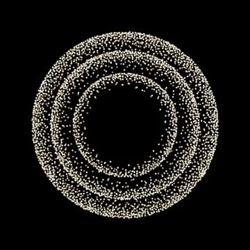 Golden grainy dotwork circle shape. Retro halftone stippled background Stock Illustration