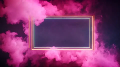 A golden graphic horizontal, rectangular frame with slowly moving dry ice s.. Vídeos de archivo 273954592