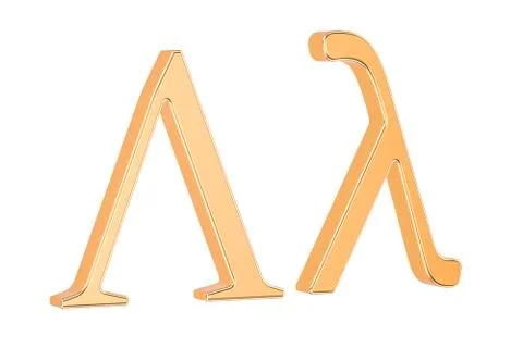 Golden Greek letter lambda, 3D rendering 库存插图