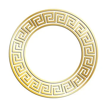 Golden Greek round frames for decorative headers. Golden ancient greek orna.. Illustrazione stock
