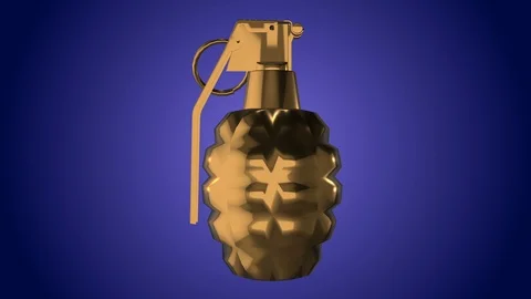 Golden grenade spin loop Stock Footage 87251876