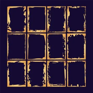 Golden grunge Textured Frames Collection. Luxury design template. Set of vint 스톡 일러스트