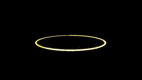 Golden Halo Rings Appearing in Sequence Against Black Background with Soft .. Stock Footage 345949033