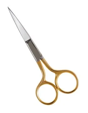 Golden-handled small precision blade scissors for professional and personal u Stock Photos