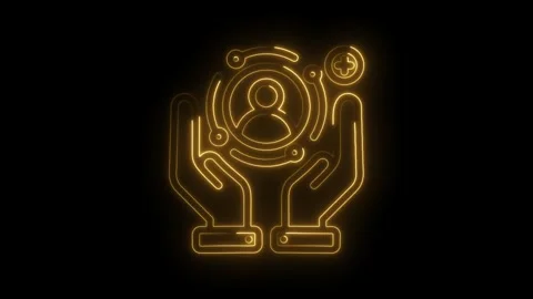 Golden hands holding user profile and network with plus sign animation on b.. Stock Footage 312332092