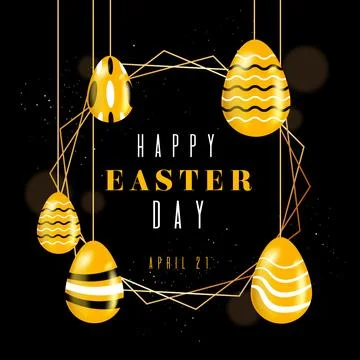 Golden happy easter day design Stock Illustration