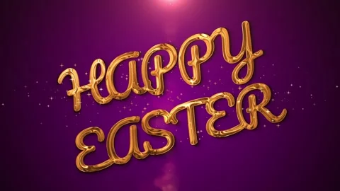 Golden “Happy Easter” text animation with glowing particles Stock Footage 316143831