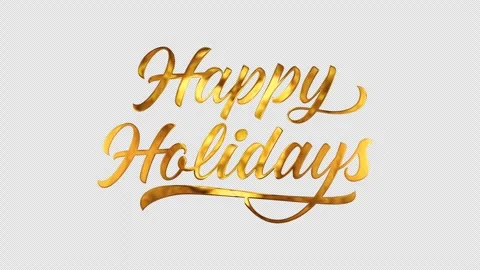 Golden Happy Holidays 3D text seamless loop animation with alpha channel Stock Footage 345219557