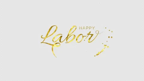 Golden happy labor day script animation with shimmering particles Video stock 339532666