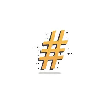 Golden hashtag symbol floating within star dust, a visual representation of.. Stock Illustration
