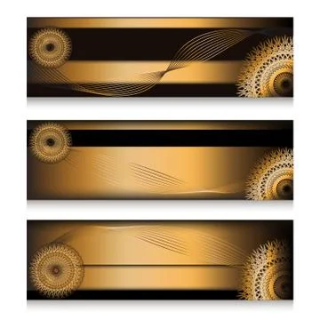 Golden headers set in three choice Stock Illustration