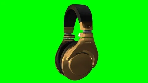 Golden headphones rotating loop Stock-Footage 89669542