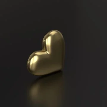 Golden Heart. 3D Render on Black Background Stock Illustration