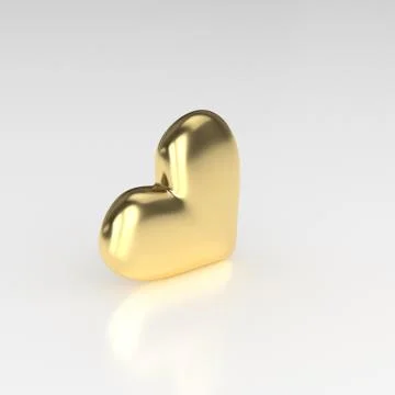 Golden Heart. 3D Render on White Background Stock Illustration