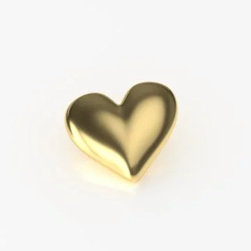 Golden Heart. 3D Render on White Background Stock Illustration