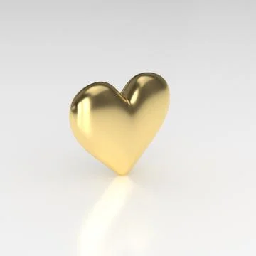 Golden Heart. 3D Render on White Background Stock Illustration