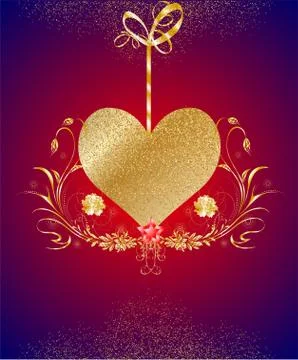 Golden heart, Stock Illustration