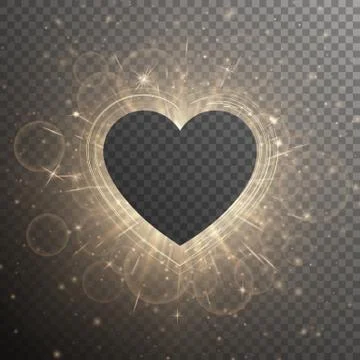 Golden heart with light effect Illustrazione stock