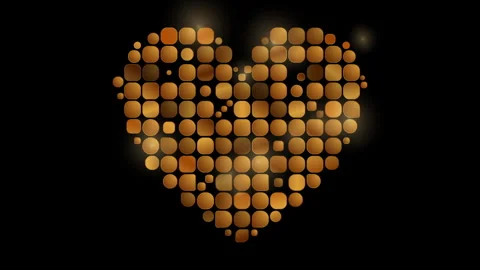 Golden heart made of geometric elements. Valentines Day motion background Stock Footage 261180535