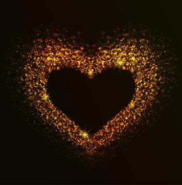 Golden Heart of notes Stock Illustration