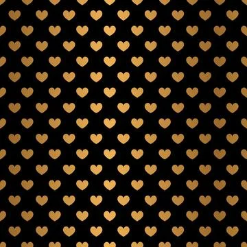 Golden Heart Pattern Design on Black Background Illustrazione stock