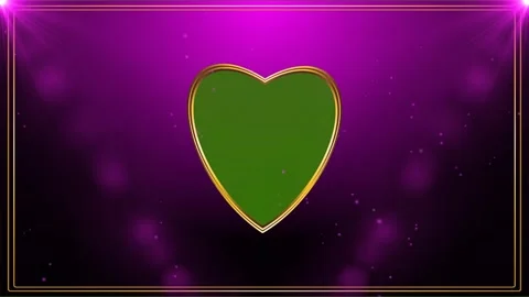 Golden heart shape spot light effect green screen background Stock Footage 297089950
