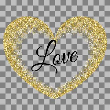 Golden heart shape vector Valentines Day Illustrazione stock