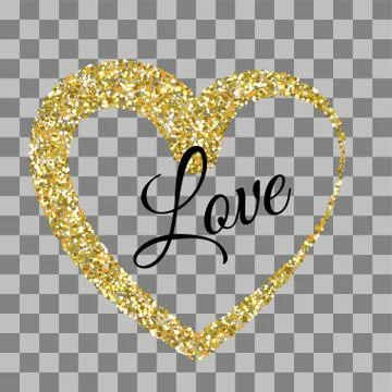 Golden heart shape vector Valentines Day Illustrazione stock