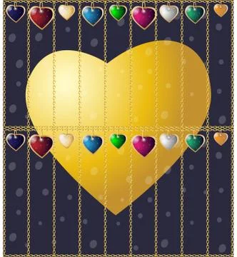 Golden hearts on a dark background. Vector seamless texture for Valentines Da Stock-Illustration