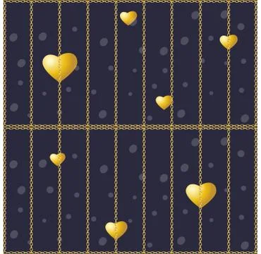 Golden hearts on a dark background. Vector seamless texture for Valentines Day Illustrazione stock