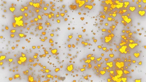 Golden hearts explosion. Isolated on alpha channel. St. Valentines Day love Stock Footage 257341397