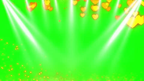 Golden hearts falling on green screen Stock Footage 341376825