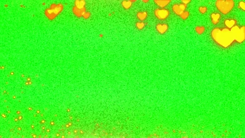 Golden hearts floating on green screen Stock-Footage 341377679